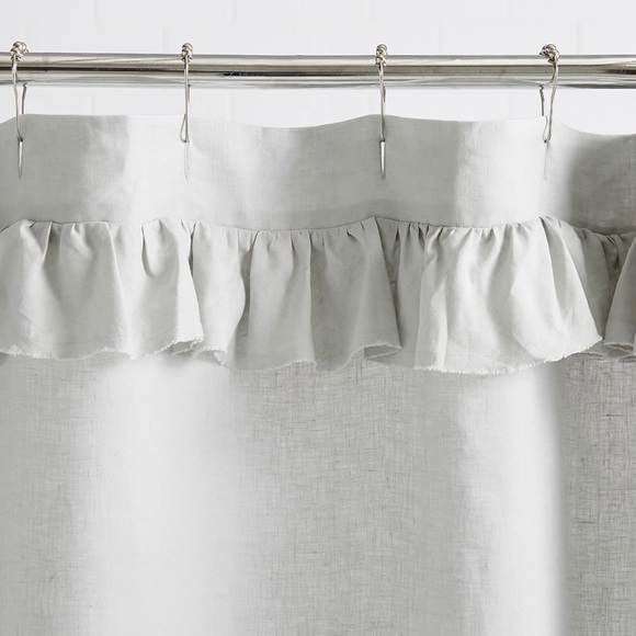 Pottery Barn Belgian Flax Linen Ruffle Shower Curtain - Picture 3 of 7